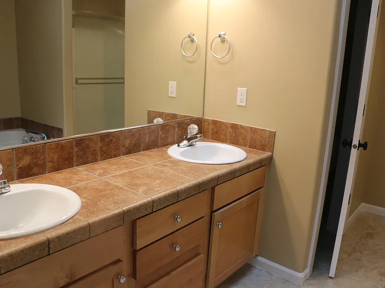 Master Bathroom Double Sink Vanity with great cabinet storage.