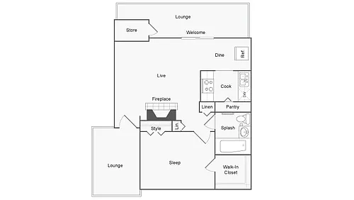 Floor plan 1 BR x 1 BA - B