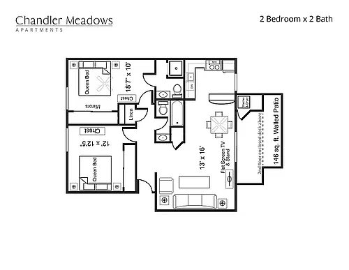 Floor plan 2X2 Furnished