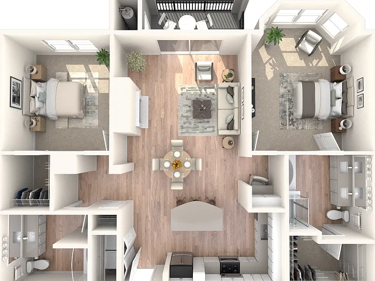 B1 1307 | 2 Bed | 2 Bath floor plan The Avens at Dedham Station