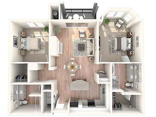 Floor plan B1 1307 | 2 Bed | 2 Bath
