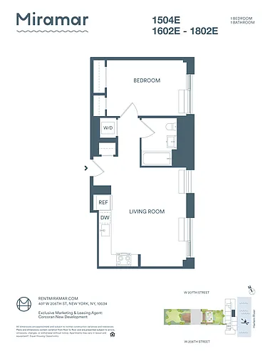 Floor plan 1 Bedroom 02E