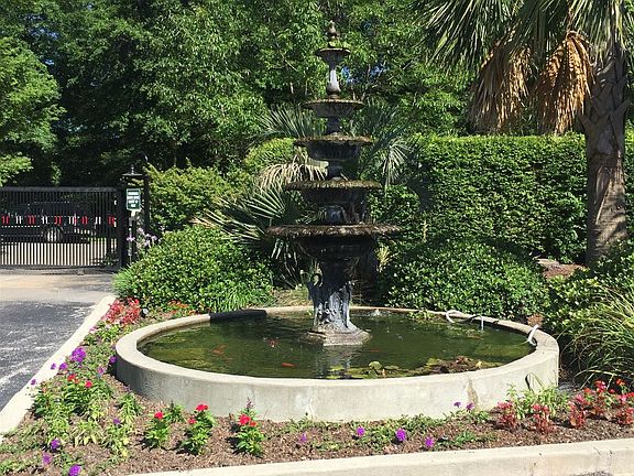 Fountain at entrance to condo