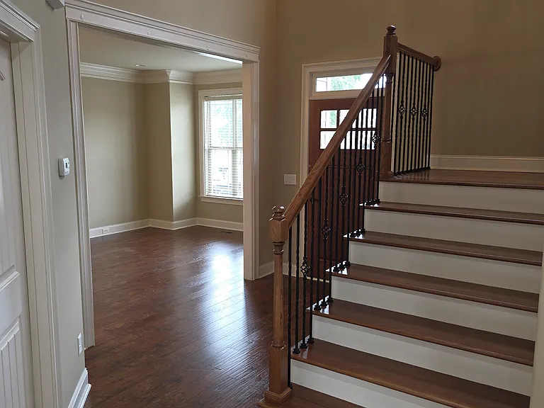 View into formal living and dining area from entry
