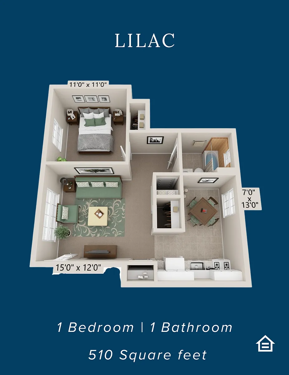 Floor plan 1 Bedroom 1 Bathroom