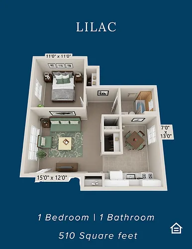 Floor plan 1 Bedroom 1 Bathroom