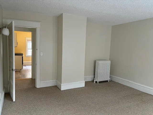 Bedroom looking into hall and kitchen.
We do not have photos of the apartment furnished.
