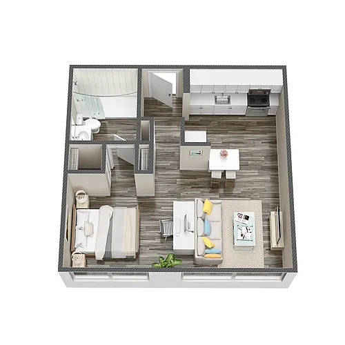 Floor plan Studio, One Bath North Deluxe