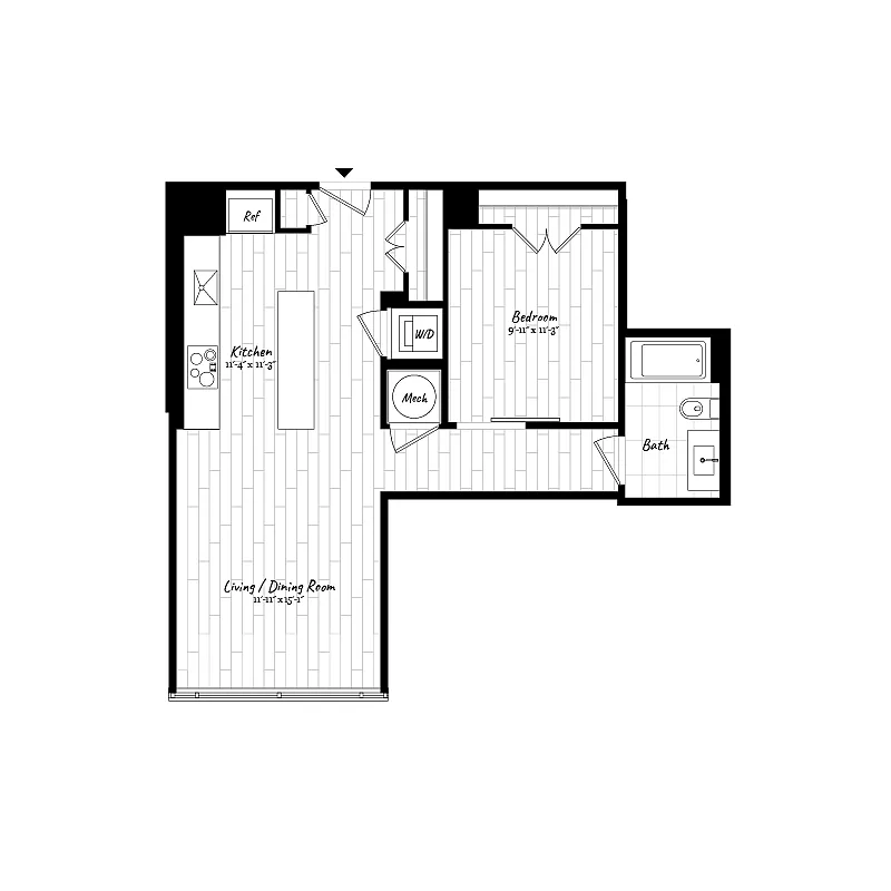 Floor plan 1 Bed - 1 Bath | AJ4 (901)