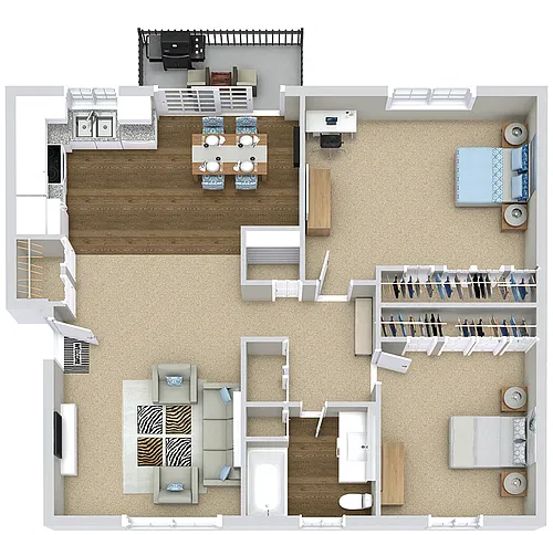 Floor plan The Milton (2BR / 1BA)
