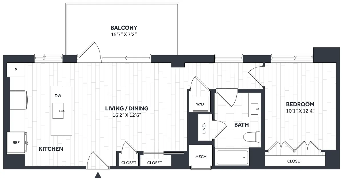 Floor plan 1 Bed/1.5 Bath PH - Stratos - AA06