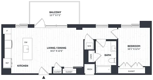 Floor plan 1 Bed/1.5 Bath PH - Stratos - AA06