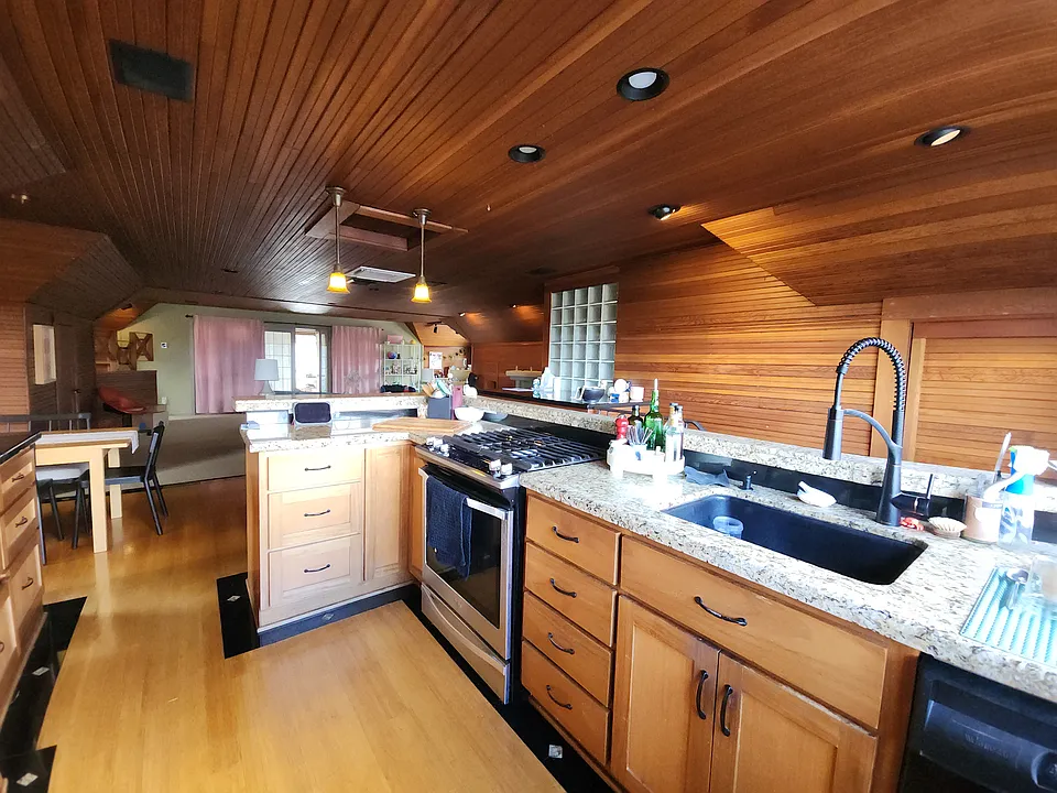 Kitchen overlooking living area