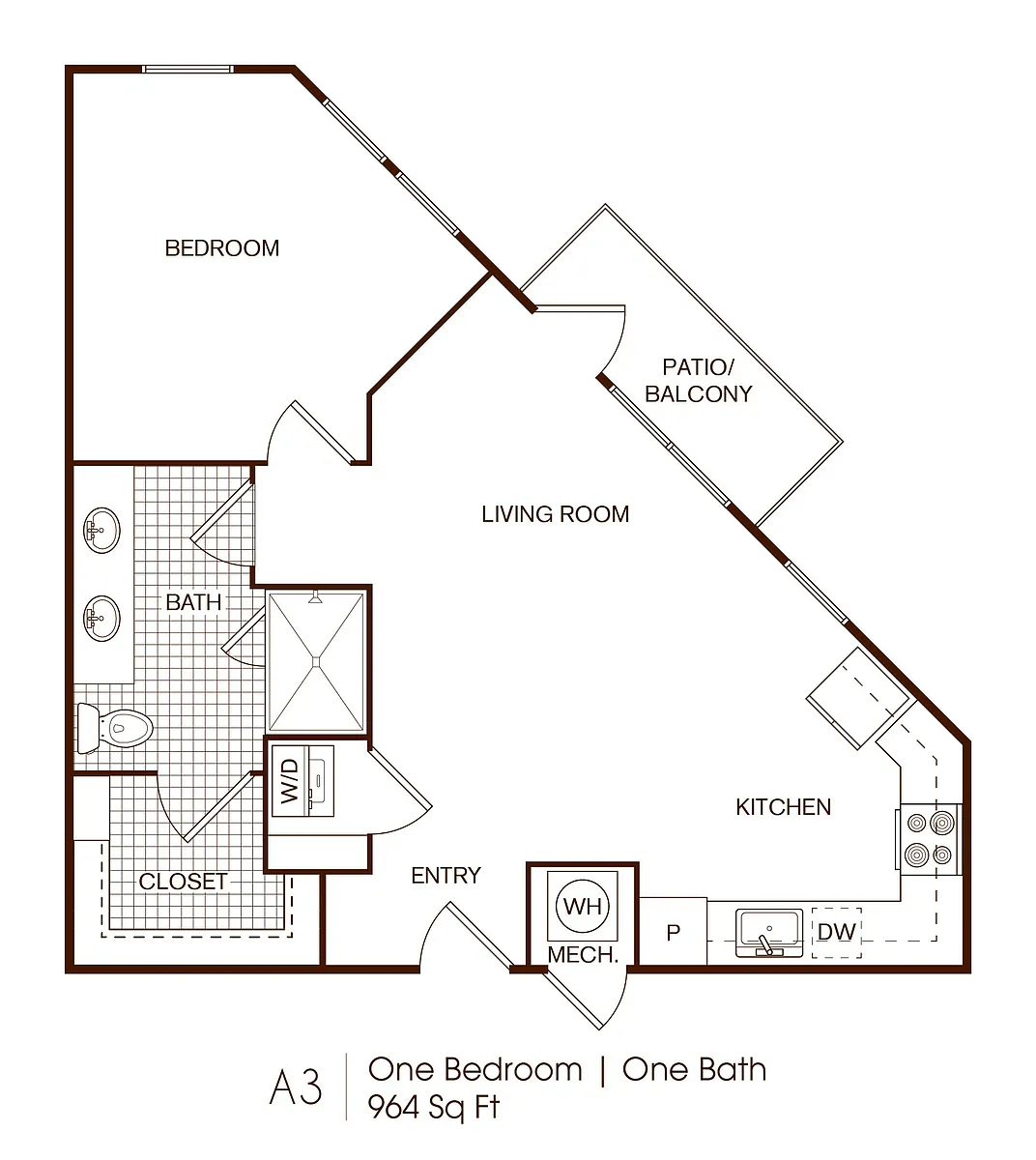 Floor plan 1 bedroom 1 bath