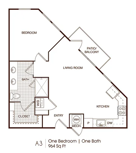 Floor plan 1 bedroom 1 bath