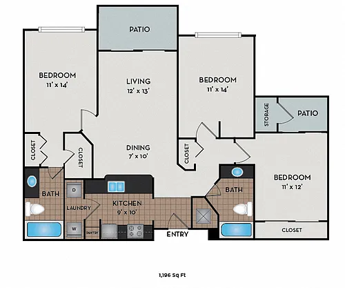 Floor plan 1196 Sq Ft