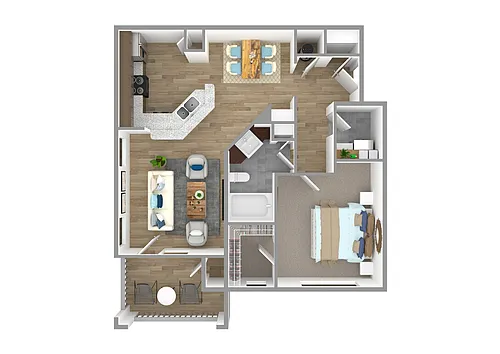 Floor plan A3 Highland - 1 Bedroom, 1 Bathroom