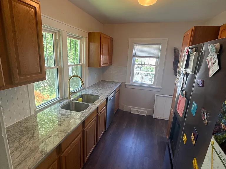 Kitchen has new granite countertops and tile backsplash. All new appliances have been installed in remodel. Luxury vinyl flooring.