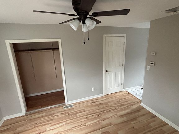 Closet on the left - door to bathroom on the right