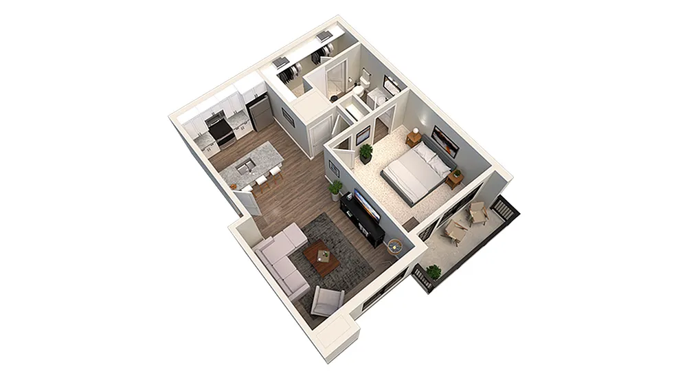 Floor plan 1 Bed 1 Bath B - Annex