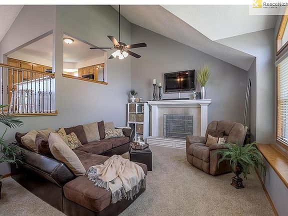 Large, open living room with soaring ceilings!