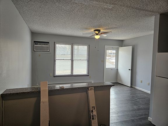Looking out from the kitchen to the living room.