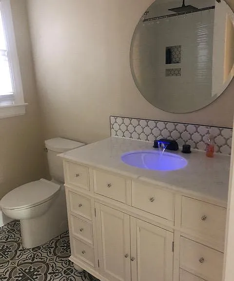 Primary bathroom .