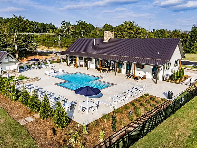 Aeriel of Spacious Poolside Amenities