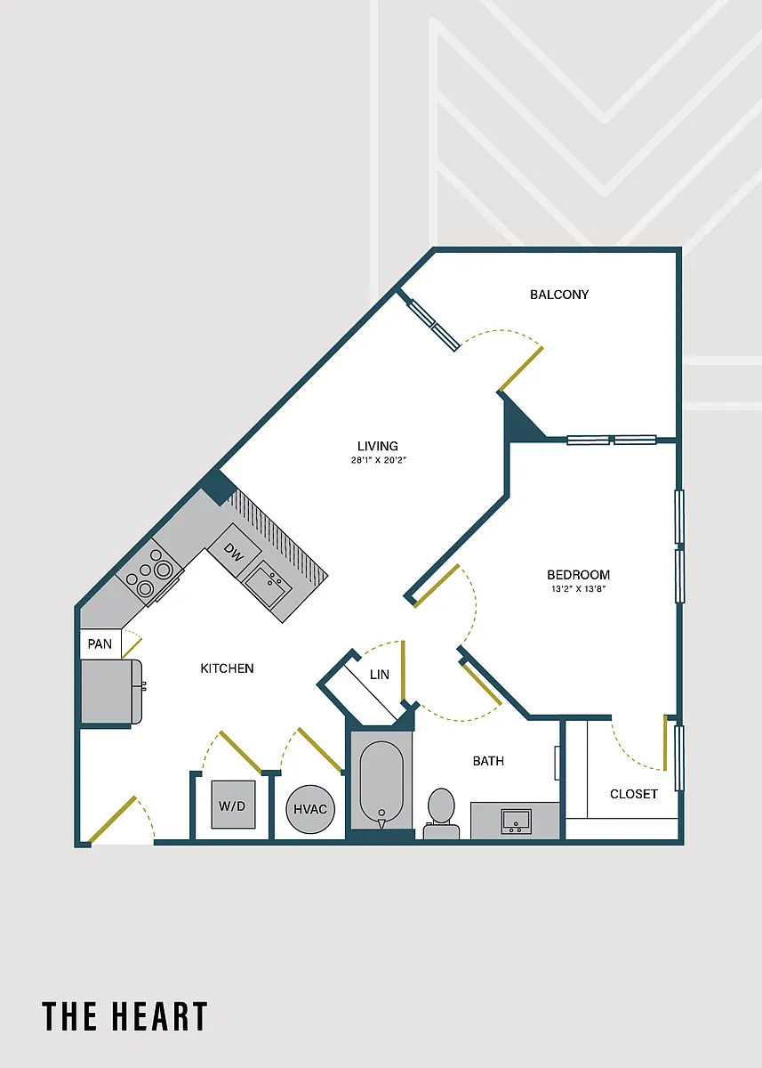 Floor plan The Heart | 1 Bed | 1 Bath