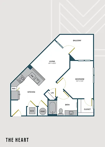 Floor plan The Heart | 1 Bed | 1 Bath