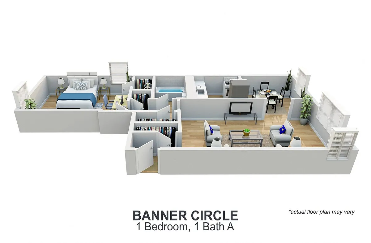Floor plan 1 Bedroom, 1 Bath