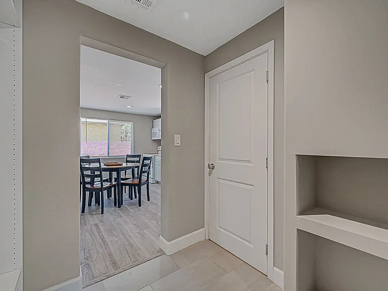 Custom built-in shelving with modern storage design