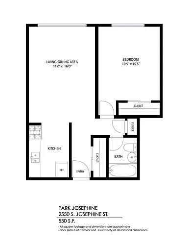 Floor plan 1 Bed 1 Bath