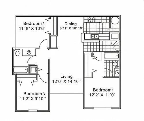 Floor plan 3 Bedroom 2 Bathroom