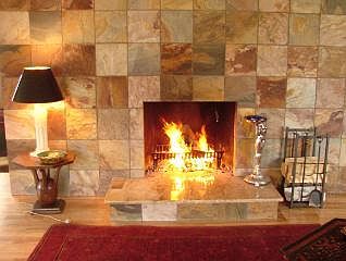African Slate Titled Fire Place