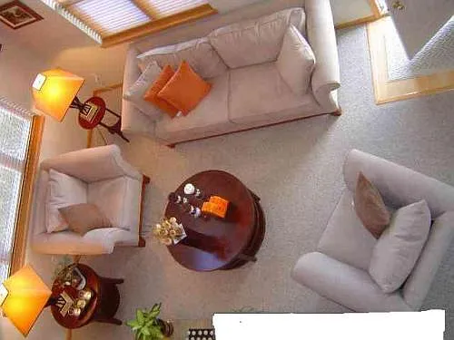 1st Living Room (Note: currently colors of walls are white-off, hardwood floors instead of carpet)