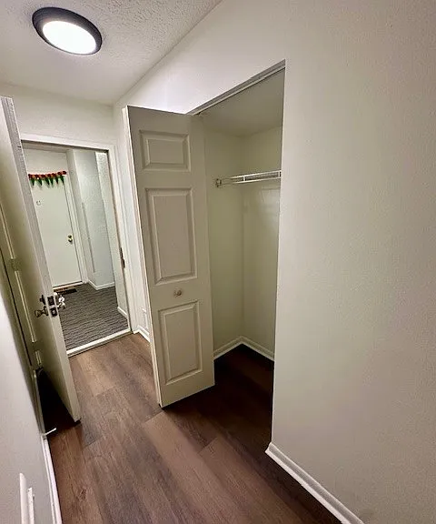 Front door of unit and entry coat closet
