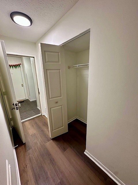 Front door of unit and entry coat closet