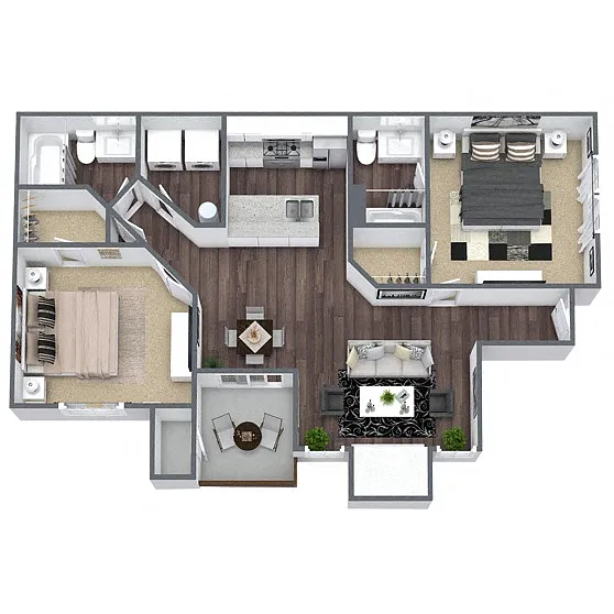 Floor plan B1: 2 Bed 2 Bath