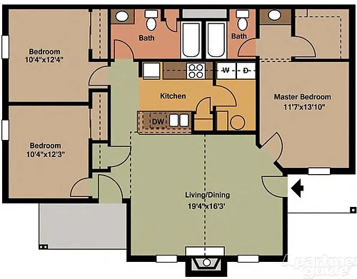 Floor plan 3 bedroom 2 bath