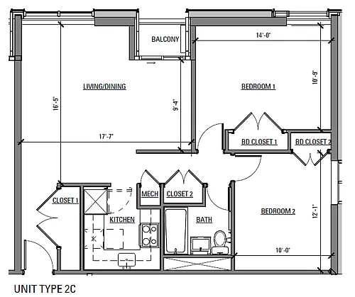 Floor plan 2 Bedroom Market