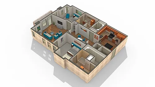 Floor plan 2 BR x 2 BA - D