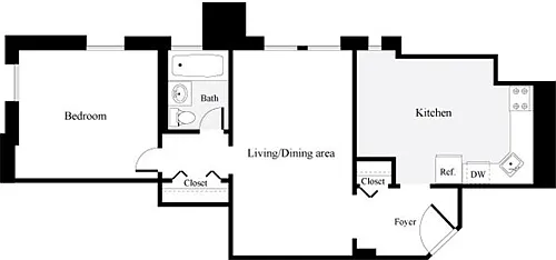 Floor plan 1 Bedroom L