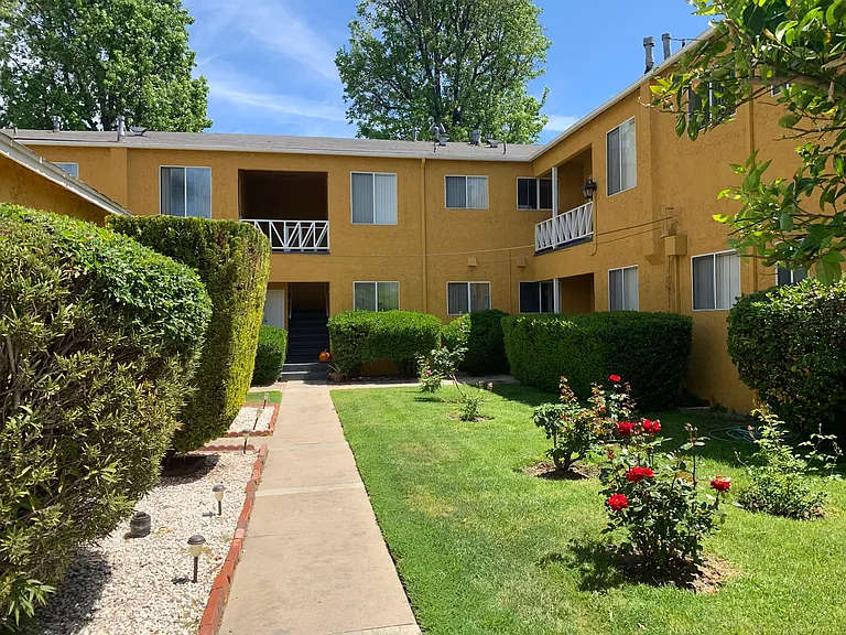 View of Inside Apartment Complex Courtyard