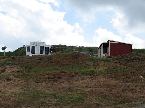 View south, red shed