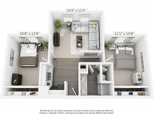 Floor plan 2 Bed 1 Bath