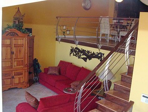 Family Room, Custom Built Banister & stairs.