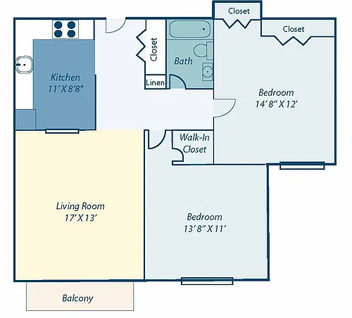 Floor plan Two Bedroom One Bath