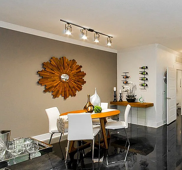Explore this contemporary kitchen and dining area, designed for modern living. Explore this contemporary kitchen and dining area, designed for modern living.