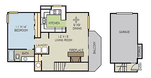 Floor plan 1x1 (F) BEDROOM